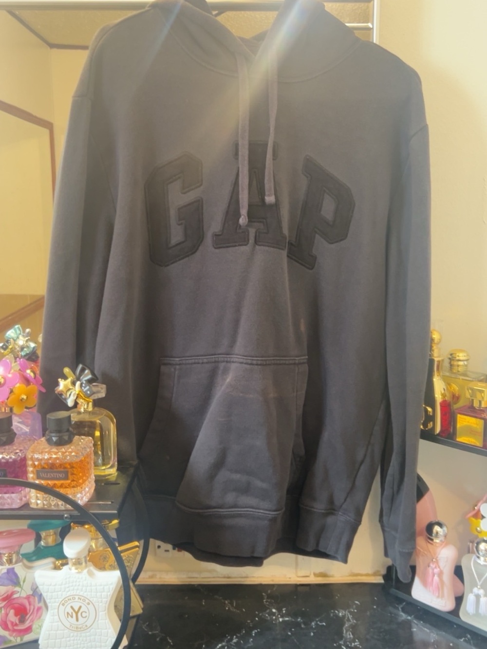 GAP Men's Black Pullover Hoodie with Raised Logo